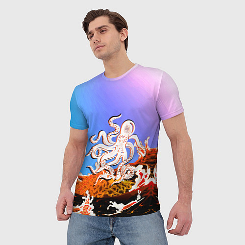 Мужская футболка Осьминог в Лаве Градиент / 3D-принт – фото 3