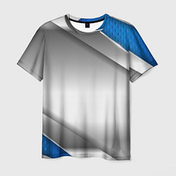 Футболка мужская 3D СЕРЕБРО BLUE LINES, цвет: 3D-принт