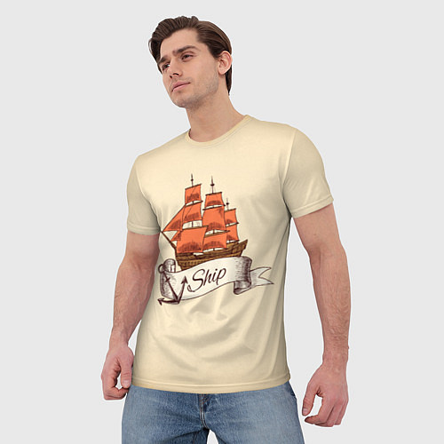 Мужская футболка Корабль Ship / 3D-принт – фото 3
