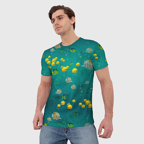 Мужская футболка Подводный мир Рыбки / 3D-принт – фото 3