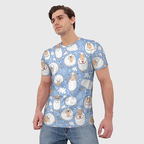 Мужская футболка Счастливые овечки / 3D-принт – фото 3