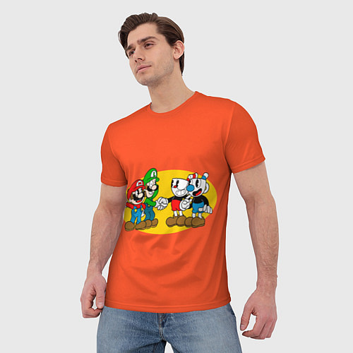 Мужская футболка CupHead x Mario / 3D-принт – фото 3