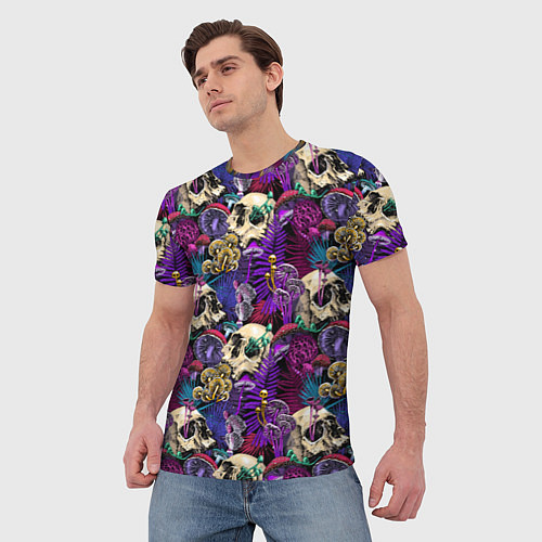 Мужская футболка Психоделика - черепа и грибы / 3D-принт – фото 3