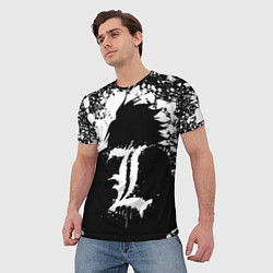 Футболка мужская Death Note брызги краски, цвет: 3D-принт — фото 2
