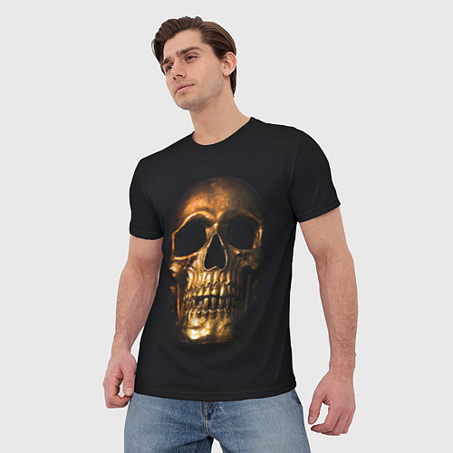 Мужская футболка Golden Skull / 3D-принт – фото 3