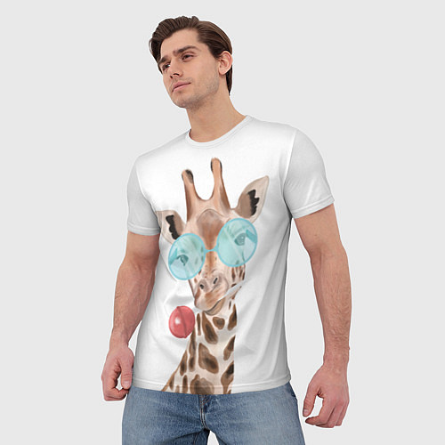 Мужская футболка Жираф в очках / 3D-принт – фото 3
