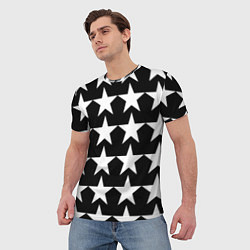 Футболка мужская Белые звёзды на чёрном фоне, цвет: 3D-принт — фото 2
