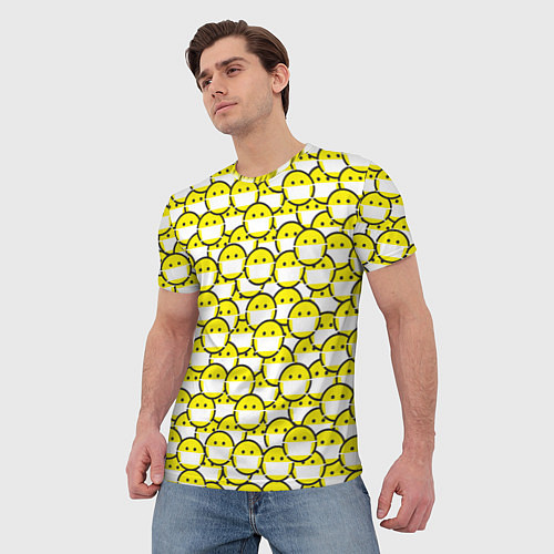 Мужская футболка Смайлики в Масках / 3D-принт – фото 3