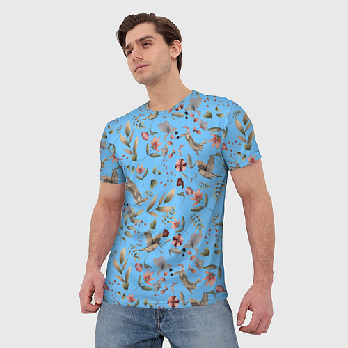 Мужская футболка Кролик и Синичка / 3D-принт – фото 3