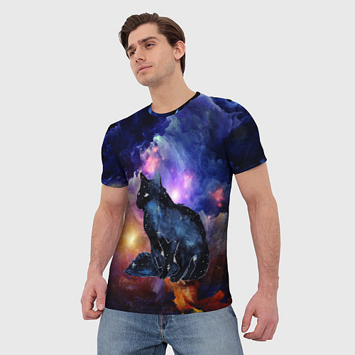 Мужская футболка Кот в космосе / 3D-принт – фото 3
