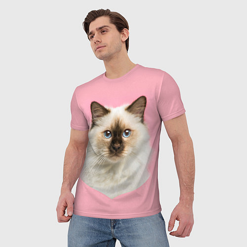 Мужская футболка Пушистый кот / 3D-принт – фото 3