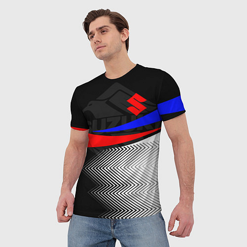 Мужская футболка SUZUKI СУЗУКИ RACING / 3D-принт – фото 3