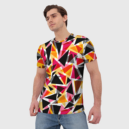 Мужская футболка Разноцветные треугольники / 3D-принт – фото 3