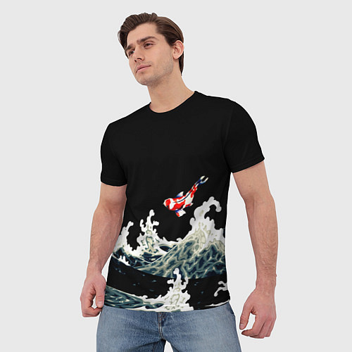 Мужская футболка Карп Кои Волна Япония Рыба / 3D-принт – фото 3