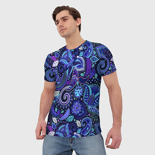 Мужская футболка Цветочная роспись / 3D-принт – фото 3