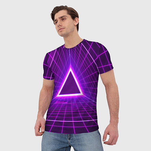 Мужская футболка Фон в стиле ретро 80-х / 3D-принт – фото 3