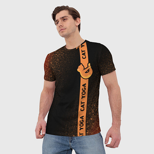 Мужская футболка Йога Кошка - Шум Лента / 3D-принт – фото 3
