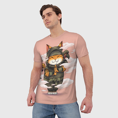 Мужская футболка Кот ниндзя / 3D-принт – фото 3