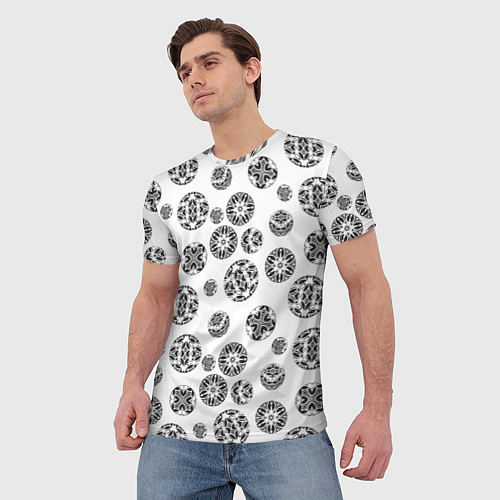 Мужская футболка Черно-белый геометрический узор / 3D-принт – фото 3