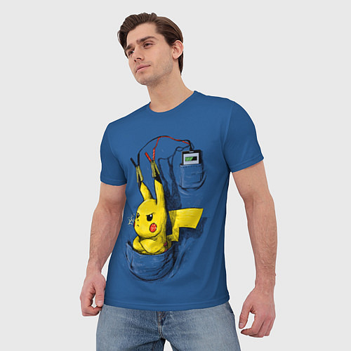 Мужская футболка Пикачу - зарядка / 3D-принт – фото 3