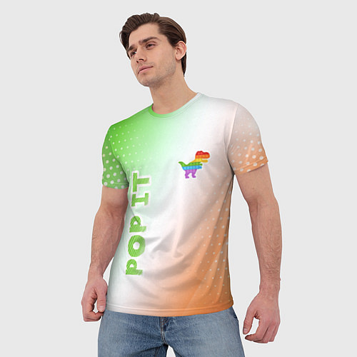 Мужская футболка Поп Ит - Динозавр - Абстракция / 3D-принт – фото 3