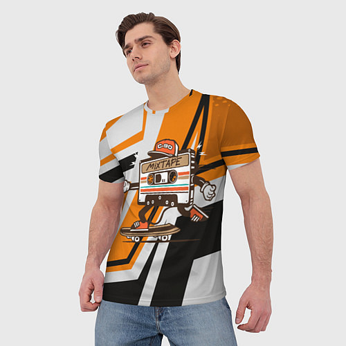 Мужская футболка Кассета на скейте / 3D-принт – фото 3