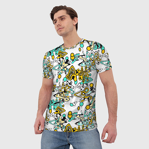 Мужская футболка Абстрактный современный узор в стиле граффити / 3D-принт – фото 3