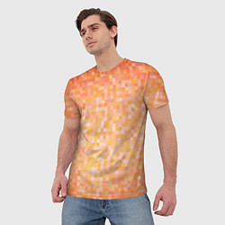 Футболка мужская Оранжевая пиксель абстракция, цвет: 3D-принт — фото 2