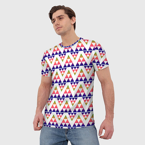 Мужская футболка Геометрический узор в виде треугольников / 3D-принт – фото 3