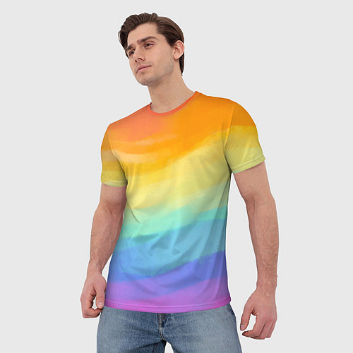 Мужская футболка РАДУЖНЫЕ ВОЛНЫ RAINBOW WAVES Z / 3D-принт – фото 3