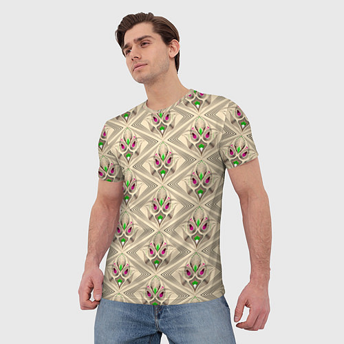 Мужская футболка Арт деко на бежевом фоне / 3D-принт – фото 3
