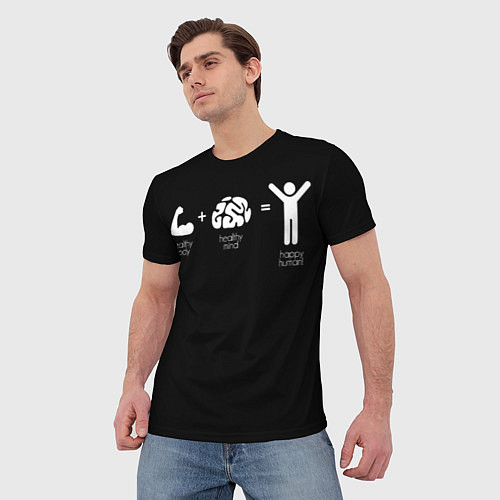 Мужская футболка Спорт - ЗОЖ для спортсменов / 3D-принт – фото 3