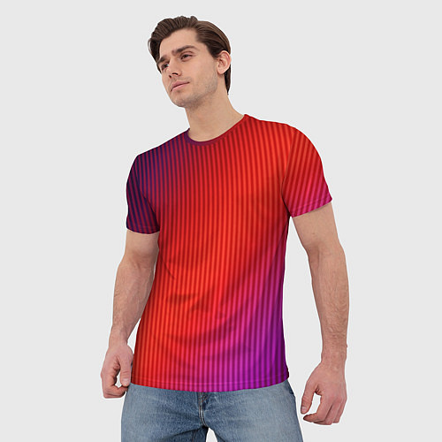 Мужская футболка Оранжево-фиолетовый градиент / 3D-принт – фото 3