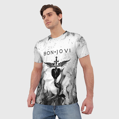 Мужская футболка BON JOVI HEART СЕРДЦЕ / 3D-принт – фото 3