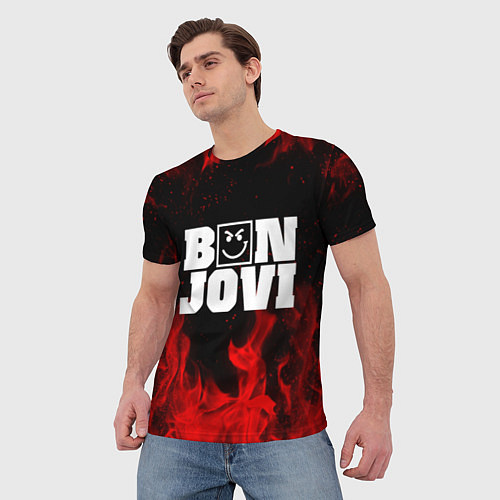 Мужская футболка BON JOVI HAVE A NICE DAY FIRE ОГОНЬ / 3D-принт – фото 3