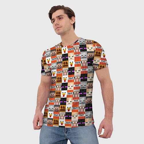 Мужская футболка MINECRAFT КУБИКИ ПЕРСОНАЖИ / 3D-принт – фото 3