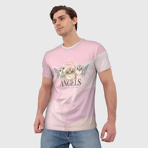 Мужская футболка Кошечки - ангелы / 3D-принт – фото 3