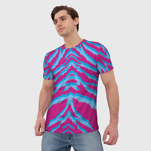 Мужская футболка Неоновая шкура тигра / 3D-принт – фото 3