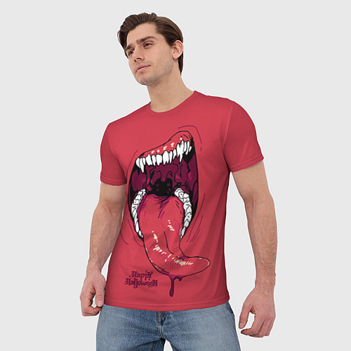 Мужская футболка Пасть красного хищника / 3D-принт – фото 3