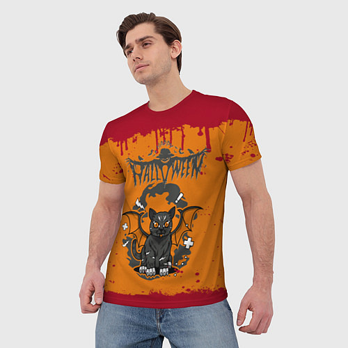 Мужская футболка Летучая котомышь на хэллоуин / 3D-принт – фото 3