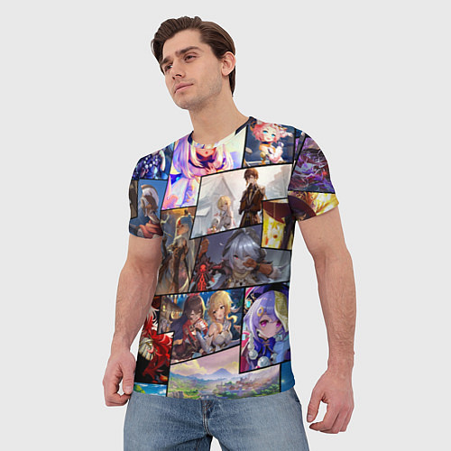 Мужская футболка Геншин импакт, персонажи / 3D-принт – фото 3