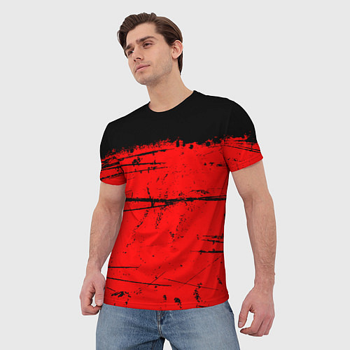 Мужская футболка КРАСНЫЙ ГРАНЖ RED GRUNGE / 3D-принт – фото 3