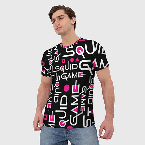 Мужская футболка SQUID GAME ЛОГО PINK / 3D-принт – фото 3