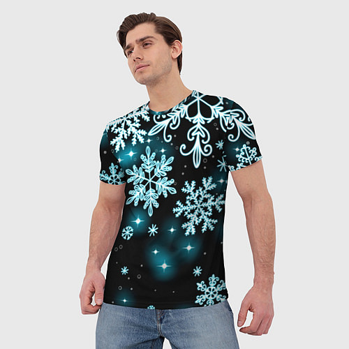 Мужская футболка Космические снежинки / 3D-принт – фото 3