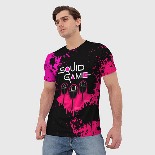 Мужская футболка Squid Game брызги красок стража / 3D-принт – фото 3