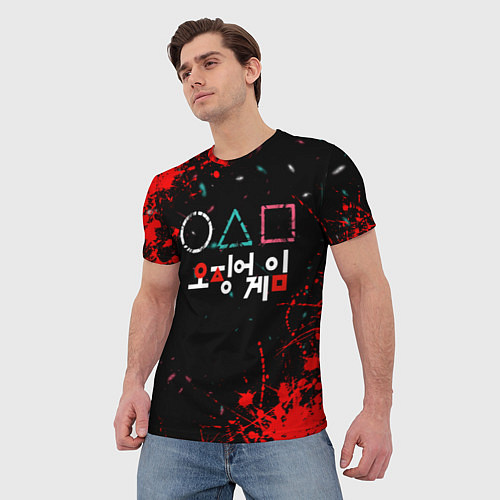 Мужская футболка Игра в кальмара брызги крови / 3D-принт – фото 3