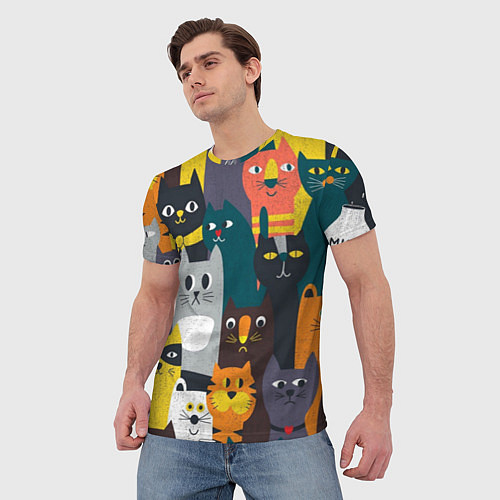 Мужская футболка Крутые коты / 3D-принт – фото 3