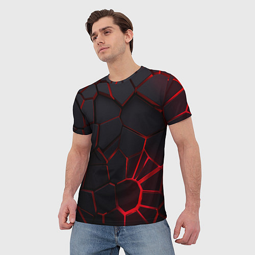Мужская футболка Адские 3D плиты 3Д геометрия плиты / 3D-принт – фото 3