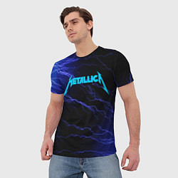 Футболка мужская METALLICA BLUE FLASH МЕТАЛЛИКА СИНИЕ МОЛНИИ, цвет: 3D-принт — фото 2