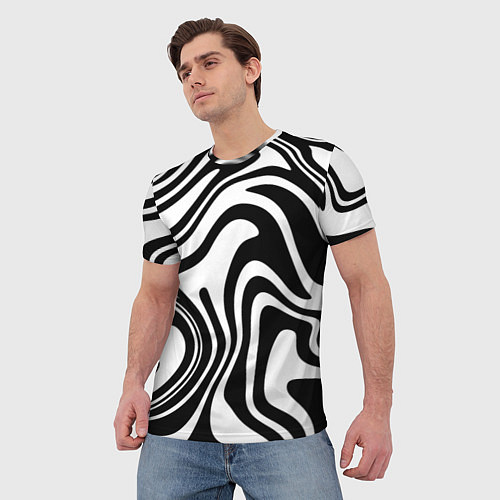 Мужская футболка Черно-белые полосы Black and white stripes / 3D-принт – фото 3
